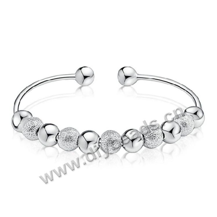 Bracelet,925  solid sterling silver gift nine beads lucky bangle.Sold individually