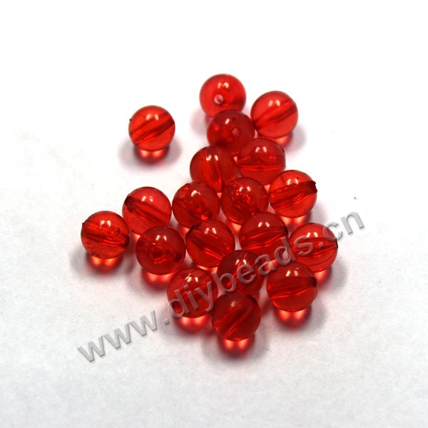 Bead, acrylic, lucid red, 10mm round. Sold per pkg of 100ps