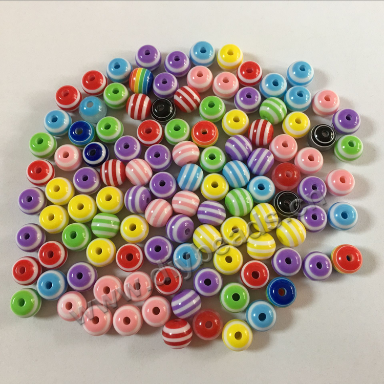 8mm colorful stripe acrylic loose beads
