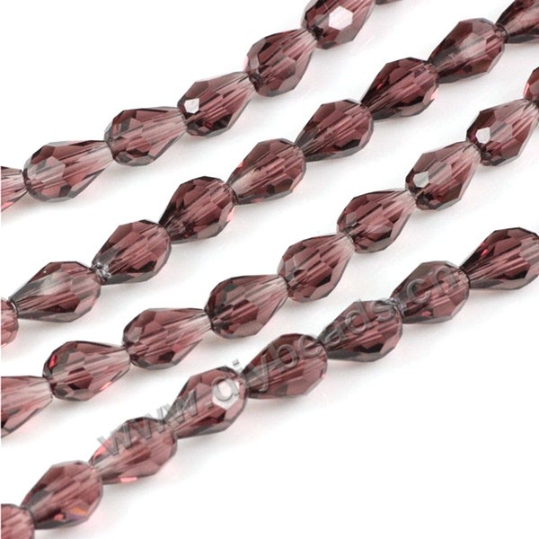 Bead, glass, middle purple, 10*15mm faceted teardrop, diy beads. Sold per pkg of 5 strands-(50pcs/strand).