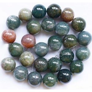 Bead, India agate (natural), 14mm round. Sold per 15-inch strand.