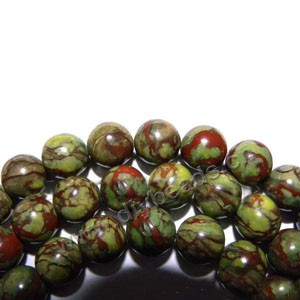 Bead, dragon blood jasper (dyed), 14mm round. Sold per 16-inch strand,factory price.