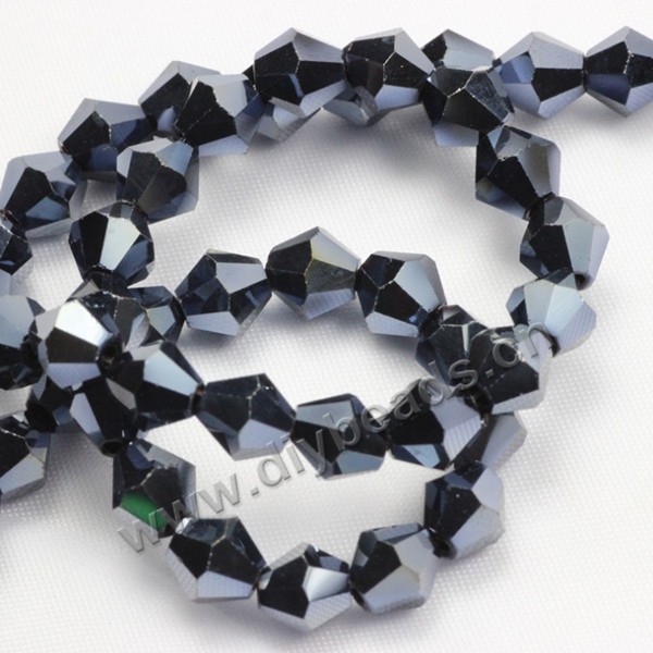 beads, glass, black AB, facted bicone beads, 8mm, sold per package of 5 strands-(40pcs/strand).