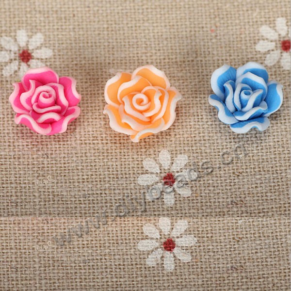Bead, polymer clay,mixed color,12x8mm flower. Sold per pkg of 5.