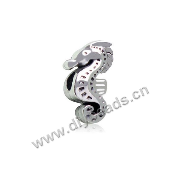 Bead,big-hole beads,zinc alloy,Hippocampus shape,10*19mm,Sold per pkg of 100pcs