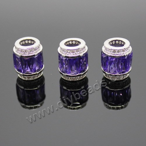 beads,big-hole beads,silver plated copper with cz stone, 11x9mm barrel shape. Sold per pkg of 5pcs
