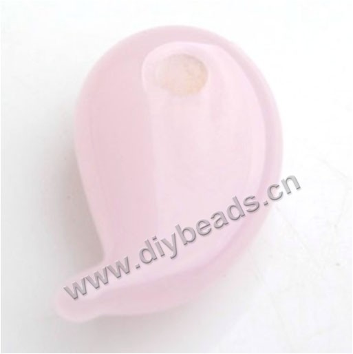 Bead,lampworked glass,pink yin-yang. 10*19mm. Sold per pkg of 5.