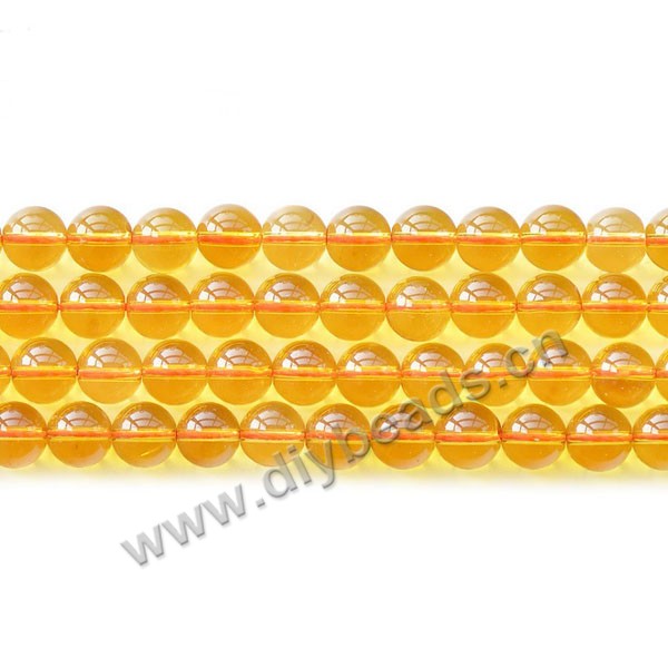 Bead,yellow quartz,smooth,6mm round.Sold per pkg one strands.