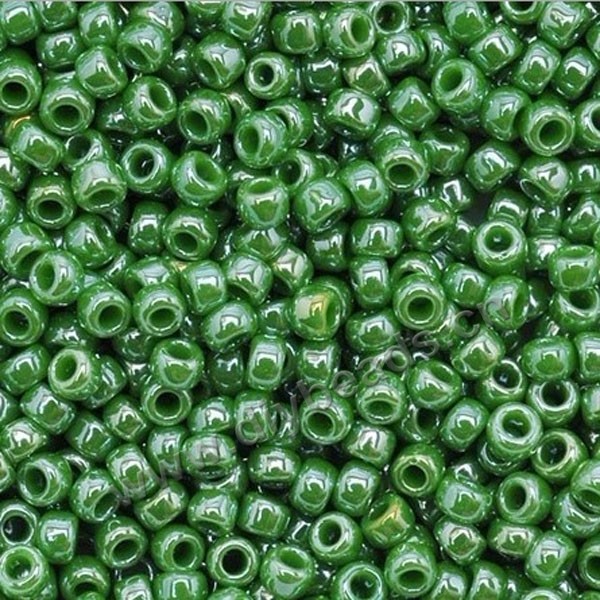 seed bead,glass,opaque green,#6 round,sold per pkg of 50g,  approximately 700ps.