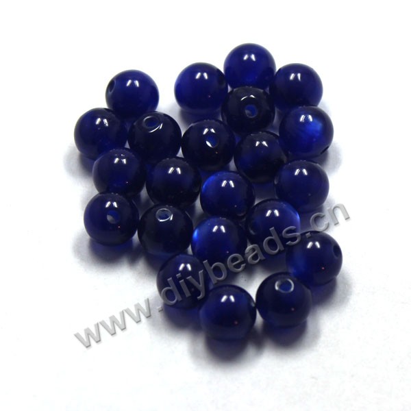 Bead, acrylic, cat's eye  dark blue, 10mm round. Sold per pkg of 100ps