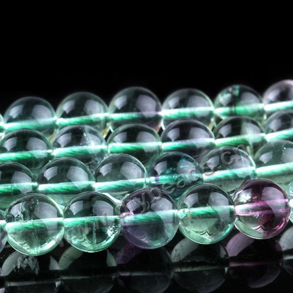 Bead, rainbow fluorite (natural), 12mm round, A grade, Mohs hardness 4. Sold per 15-inch strand