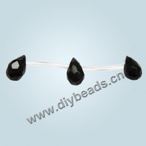 Bead, black agate (dyed),6x9mm top-drilled faceted teardrop. Sold per 15-inch strand. approximately 19 beads 
