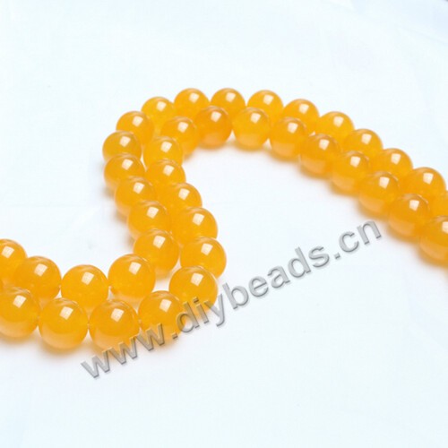 Bead, yellow chalcedony (dyed), 8mm round,  Sold per 15-inch strand