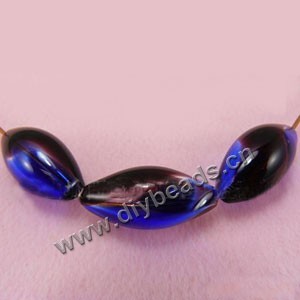 Bead, hand-blown glass, cobalt blue/purple, 23x11mm hollow oval. Sold per pkg of 10