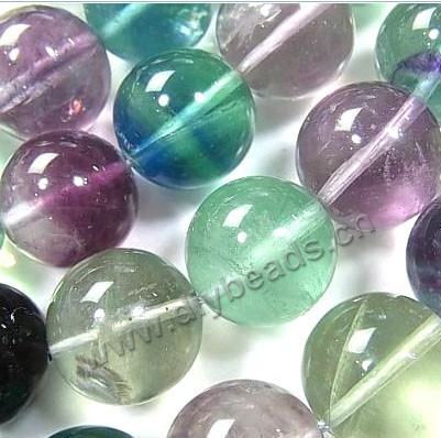 Bead, rainbow fluorite (natural), 14mm round, A grade, Mohs hardness 4. Sold per 15-inch strand