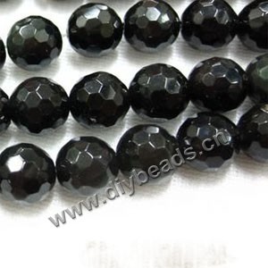 Bead, rainbow obsidian (natural), 14mm 128faceted round. Sold per 15-inch strand