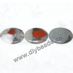 Bead, African bloodstone (natural), 10x15mm flat oval, Mohs hardness 6-1/2 to 7. Sold per 16-inch strand