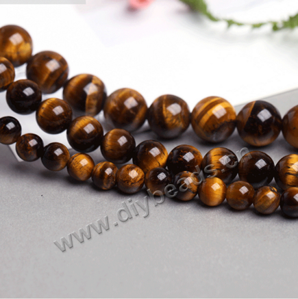 High quality natural brown tigereye beads round ge