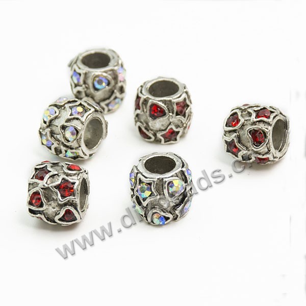 Bead,big-hole bead,alloy,red barrel ,Sold per pkg of 10ps