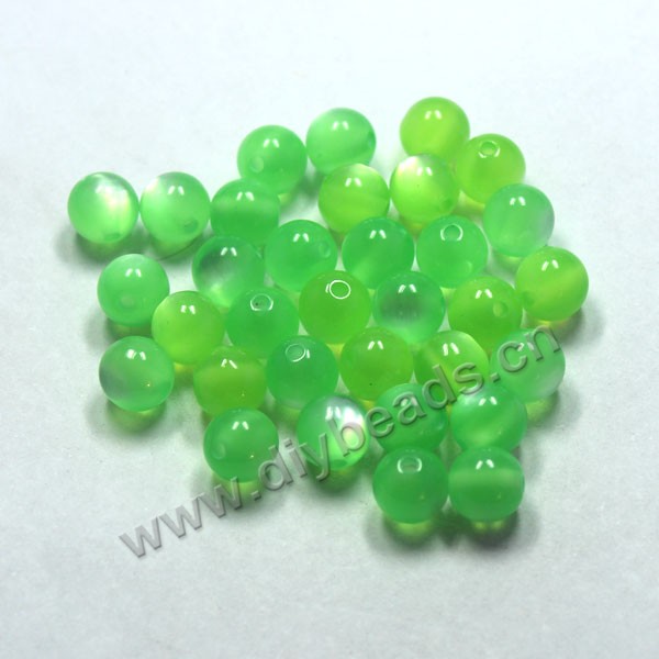 Bead, acrylic, cat's eye  green, 10mm round. Sold per pkg of 100ps