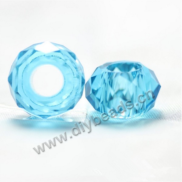 Bead, glass, blue, 8x14mm faceted rondelle, 6mm hole. Sold per pkg of 20 pieces.