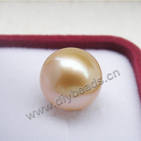 Pearl, gold saltwater(natural), gold, 13-14mm round,loose beads, Sold per package of 1pcs