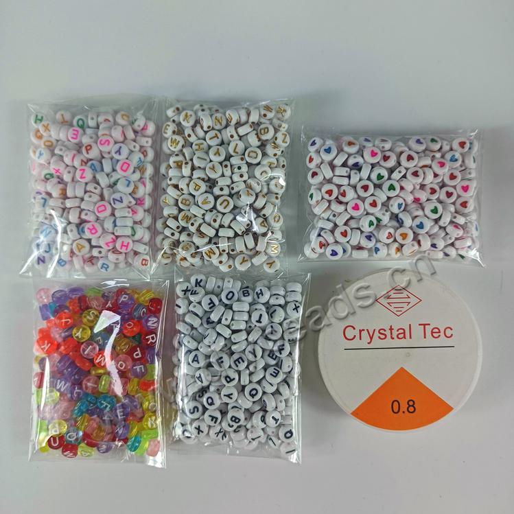 Hot Sale 6mm 1400pcs per set A-Z Mixed Flat Round Acrylic Letter Beads for jewelry making
