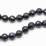 Bead, blue goldstone (manmade), 12mm 128-faceted round. Sold per 16-inch strand
