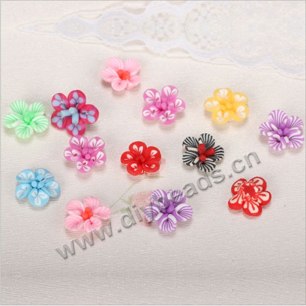 Bead, polymer clay,mixed color,6x4mm flower. Sold per pkg of 5.