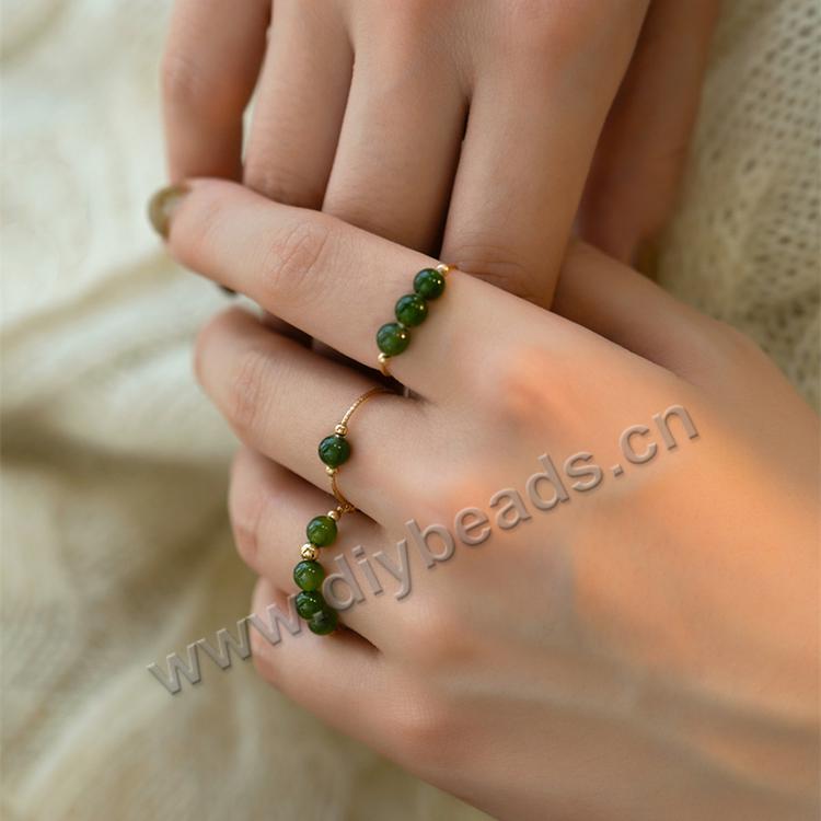 natural nephrite beads ring