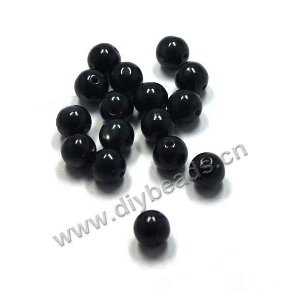 Bead, acrylic, cat's eye  black, 10mm round. Sold per pkg of 100ps