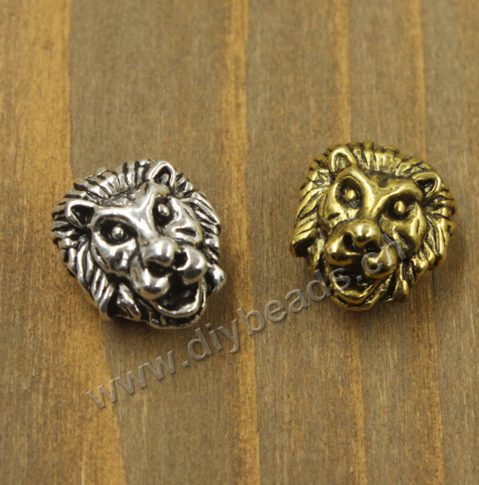 Hot selling diy bracelet making small alloy metal lion head spacer beads