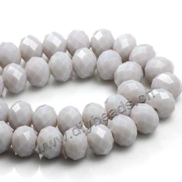 Bead, glass, grey, 6*8mm faceted rondelle, sold per pkg 5 strands-(72ps/strand).