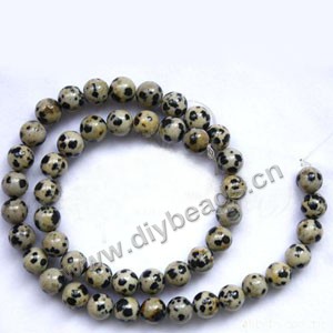 Bead, Dalmatian jasper (natural), 8mm round, B grade, Mohs hardness 6-1/2 to 7. Sold per 15-inch strand