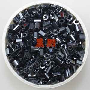 Bugle bead, glass,silky luster,dark grey,#1 (3x2mm)beads. Sold per pkg of 80 grams,approximately 4,500ps.