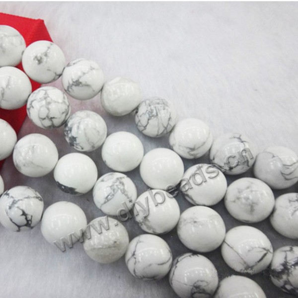 Bead, howlite (dyed), white, 6mm round. Sold per 38 strand .factory price.