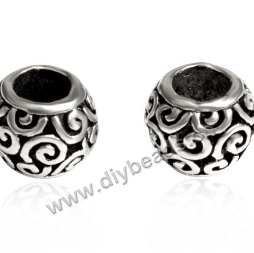 Bead,big-hole beads,alloy,silver color,9.7x8.48mm,Sold per pkg of 30pcs