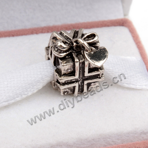brass Bead,silver plated,10x12mm,mini gift box,Sold per pkg of 50 pieces.