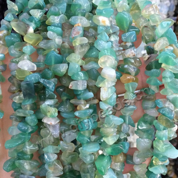 Bead , green agate chip strands beads   Sold per 180mm  strand.