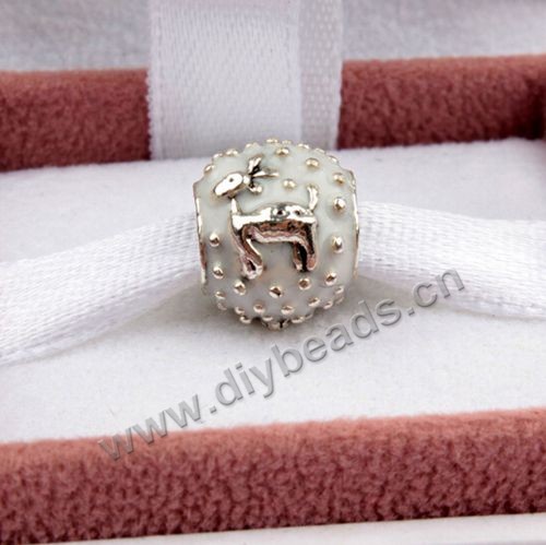 alloy Bead,silver plated,9.6x11.5mm round,4.5mm hole,Sold per pkg of 50 pieces.