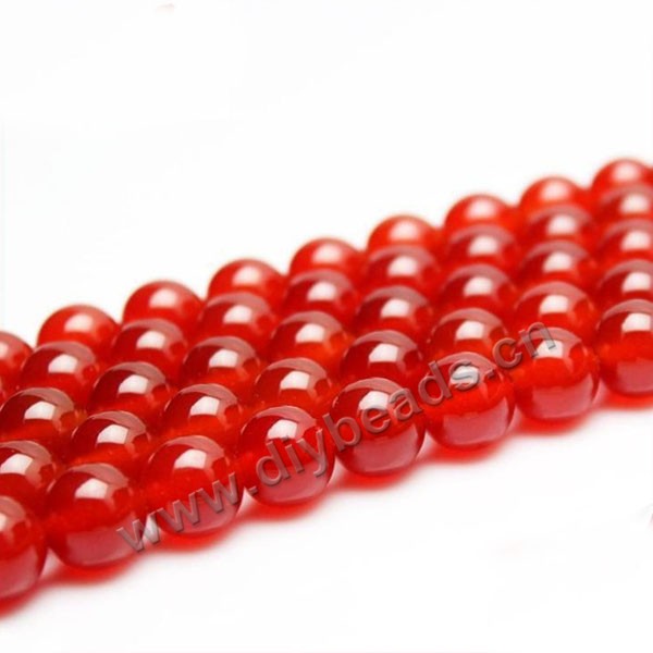 Bead,agate,red color,smooth 8mm round, Sold per one strand.