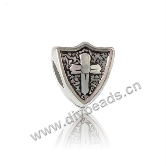 Bead,big-hole beads,zinc alloy,shield shape,11*9mm,Sold per pkg of 100pcs