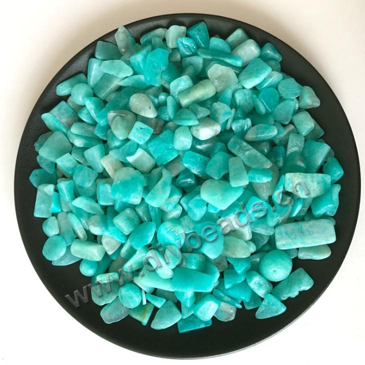 Bead Chips, natural amazonstone chips without hole, 8-12mm. Sold per pkg of 5kgs