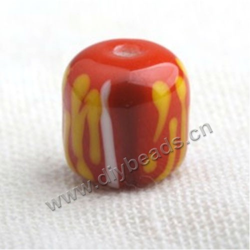 Bead,Japan lampworked glass,red round tube, 15X15mm round.mini order 100pc 