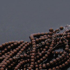 Bead, glass pearl, coffee, 4mm round. Sold per pkg of two 16-inch strands.