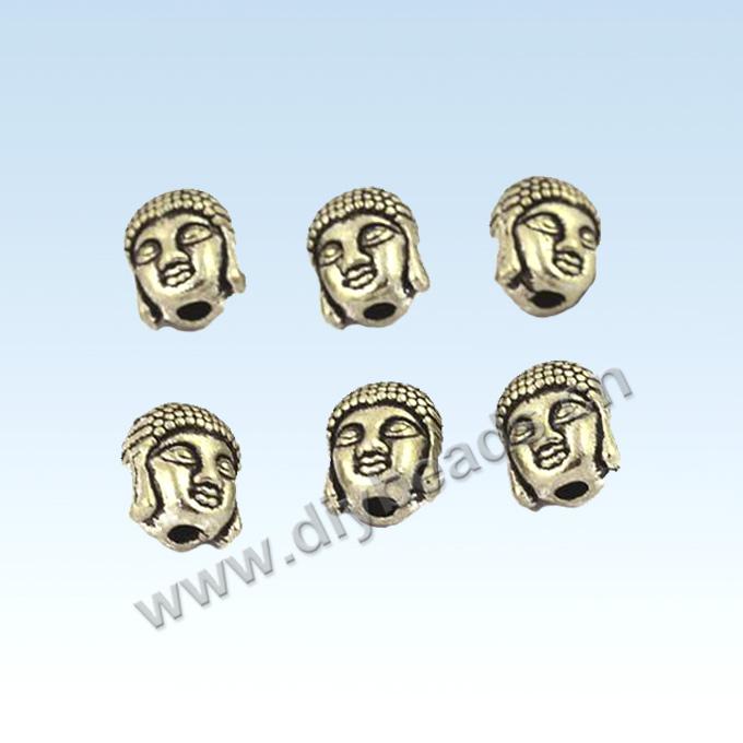 Charm, Brass,10mm  Solid Tibetan Silver Alloy Buddha Charm Loose Beads. Sold Per Pkg of 60pcs
