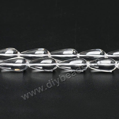 Bead,clear quartz crystal (natural), 12x18mm puffed teardrop,A grade. Sold per 16-inch strand