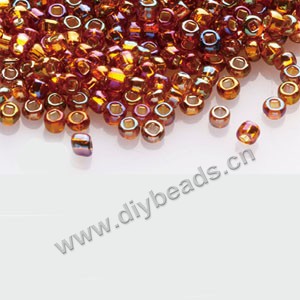 #11 seed beads,glass,brown,silver-lined rainbow,square hole.sold per pkg of 40g,  approximately 3200ps.