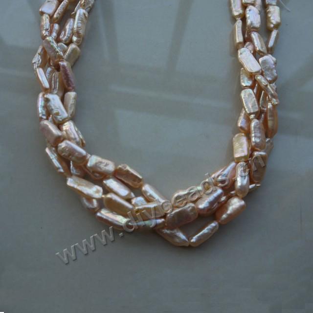 Pearl, Natural baroque Pearls, 15-20mm rectangle, white color. Sold per pkg of 10 strand