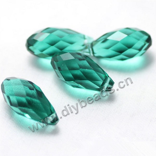 Bead, glass, peacock green, 20x10mm top-drilled faceted teardrop, diy beads, pendant, wholesale cheap,factory price. Sold per pkg of 5 bags-(20pcs/bag).